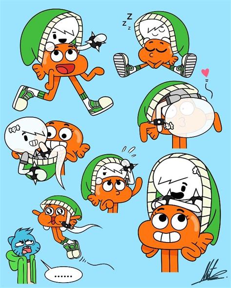 Darwin Kiss Carrie And Gambal The Amazing World Of Gumball Adventures Of Gumball World Of