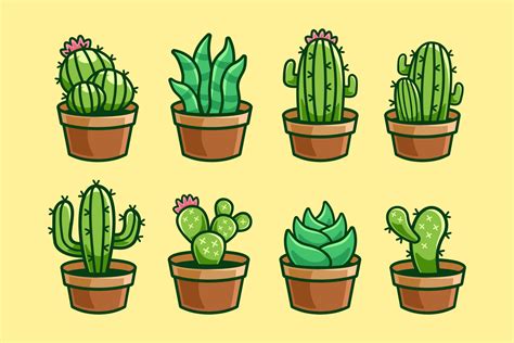 Collection Of Cactus Plant Cartoon Graphic By Rexcanor · Creative Fabrica
