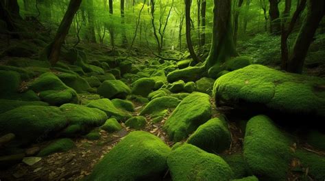 Mossy Forest Wallpaper For Desktop Background Natural Green Picture