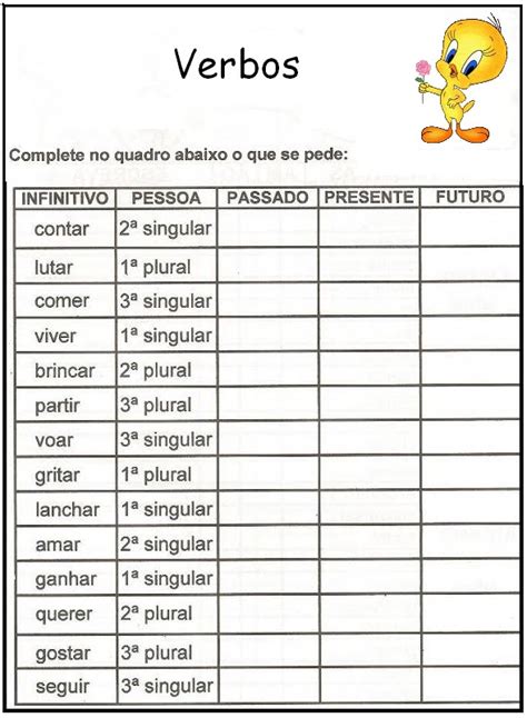 Atividades Com Verbos Exerc Cios Imprimir L Ngua Portuguesa
