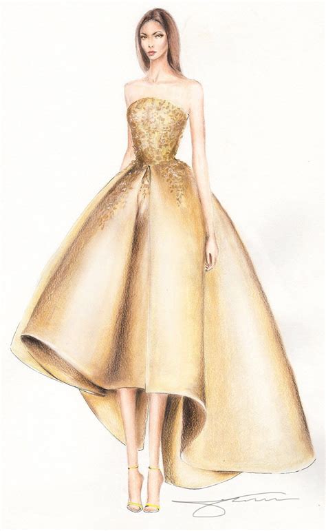 How To Draw A Fashionable Dress Drawing On Demand Fashion Design