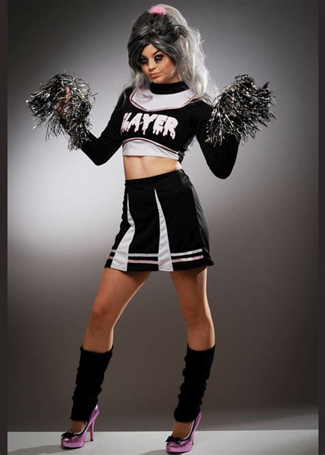 Teen Size Halloween Gothic Black Cheerleader Costume