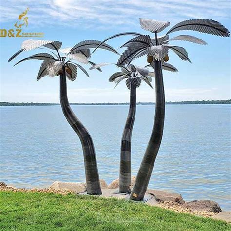 Outdoor Modern Stainless Steel Palm Tree Sculpture For Sale