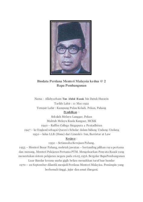 Senarai nama perdana menteri serta bekas perdana menteri malaysia ini mengandungi nama penuh, gambar, tarikh lahir serta tarikh meninggal dunia, gelaran, dan tarikh mula serta tamat memegang jawatan. ANAK-ANAK MALAYSIA: PERDANA MENTERI MALAYSIA
