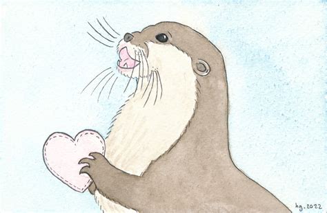 Watercolour Critters — Otterly In Love Id A Watercolour Painting Of An