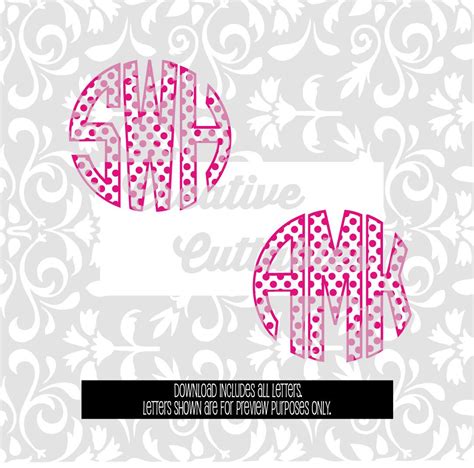 Polka Dot Monogram Circle Letters For Silhouette Or Other Etsy