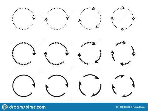 Sets Of Black Circle Arrows Vector Icons Stock Vector Illustration