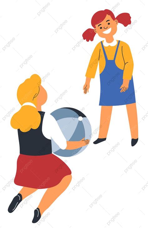 Kids Playing Ball Vector Png Images Kids Playing In Throwing And