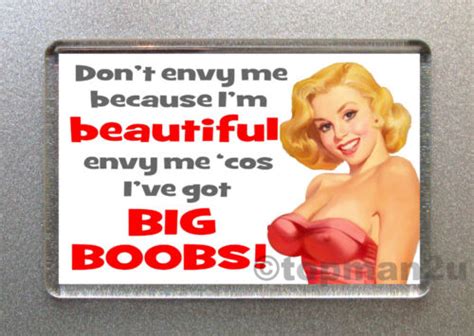 New Funny Retro Quality Fridge Magnet Don T Envy My Beauty Envy My Big Boobs EBay