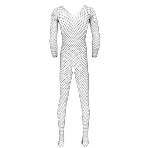 mens sheer mesh pantyhose see through bodysuit stretchy crotchless body stocking ebay