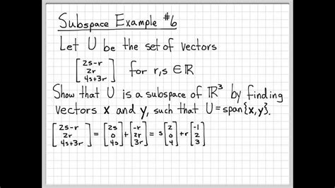 Linear Algebra Example Problems - Subspace Example #6 - YouTube