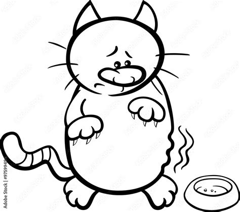 Hungry Cat Coloring Book Stock Vector Adobe Stock