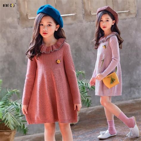 Children Clothing Autumn Winter Girls Sweater Dresses Long Sleeve