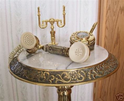 Vintage Fr Style Rotary Dial Marble Pedestal Telephone 23571923