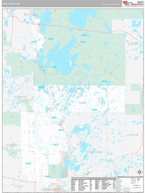 Cass County Mn Wall Map Premium Style By Marketmaps Mapsales