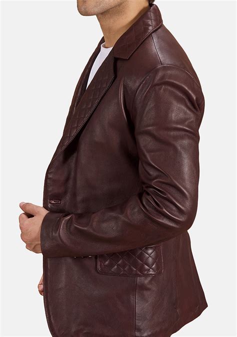 Mens Vintage Leather Blazer Coat Etsy