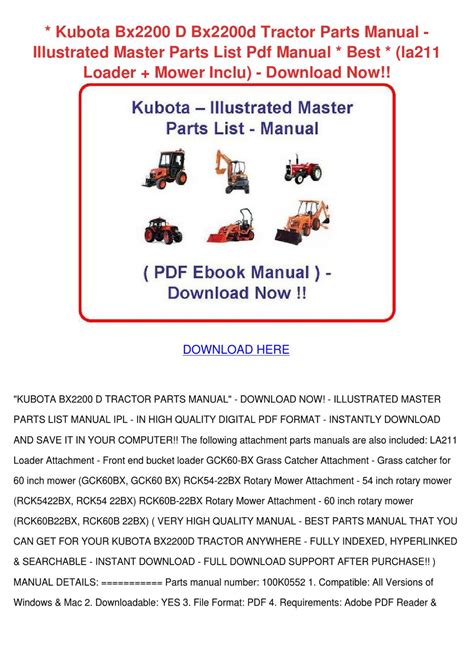 Kubota Bx2200 D Bx2200d Tractor Parts Manual By Sherice Lasala Issuu
