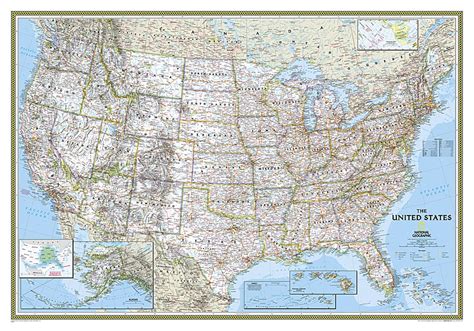 United States Classic Enlarged Wall Map 6925 X 48 Inches By National