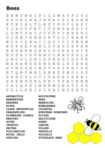 Bees Word Search By Sfy773 Teaching Resources