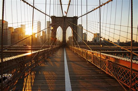 Brooklyn Bridge Sunrise Stylen Mit Einem Poster Photowall