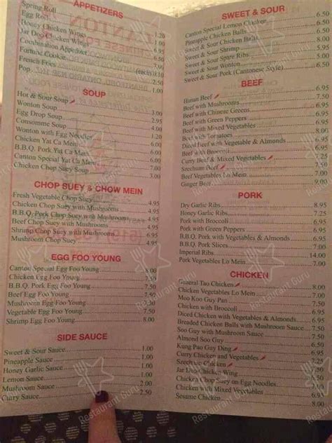 Menu At Canton Chinese Food Restaurant Brantford