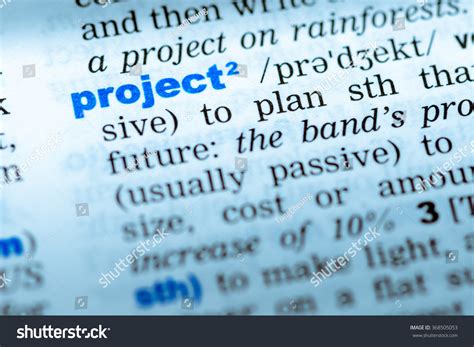 Closeup Word English Dictionary Project Definition Stock Photo