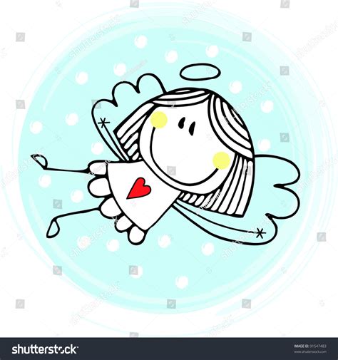 Cute Cartoon Angel Stock Vector Illustration 91547483 Shutterstock