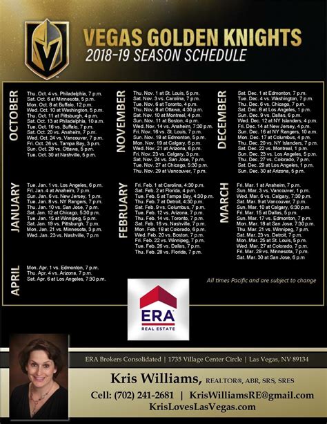 Las Vegas Golden Knights Schedule /2019 | Vegas golden knights, Golden knights hockey, Golden ...