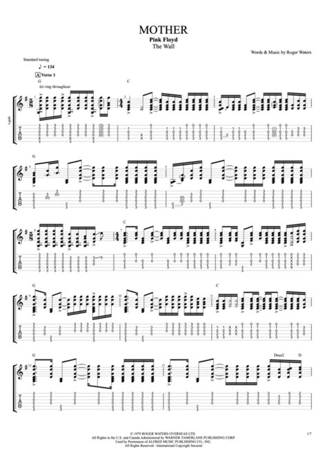 Mother By Pink Floyd Full Score Guitar Pro Tab