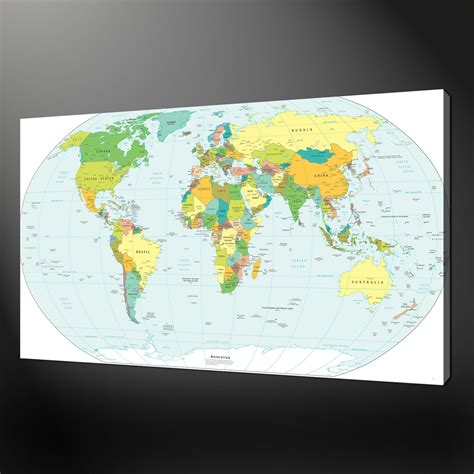 World Map Canvas Wall Art Picture Print