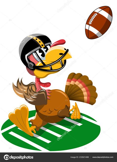 Thanksgiving Turkey Playing American Football Stock Vector Image By