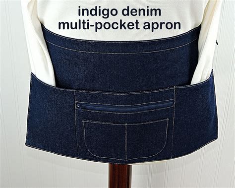 unisex denim multi pocket half apron is perfect for servers to keep all of your supplies right