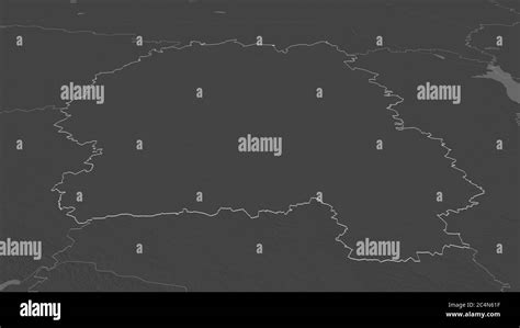 Zoom In On Zhytomyr Region Of Ukraine Outlined Oblique Perspective