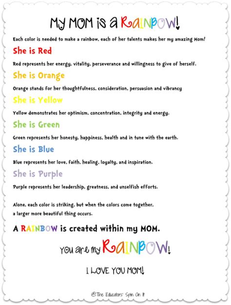 Printable Mothers Day Poem The Educators Spin On It