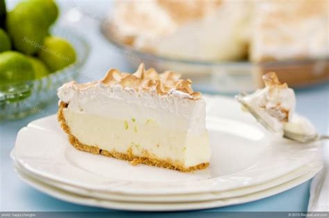 Creamy and tangy key lime pie recipe with a gluten free toasted almond flour crust. Key Lime Pie-Low Fat Recipe | RecipeLand.com
