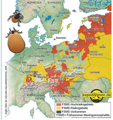 Fünf weitere regionen in deutschland sind als risikogebiete für die meist von zecken übertragene hirnhautentzündung fsme eingestuft worden. Landkartenblog: Borreliose in Europa. Auch in Mittel- und ...