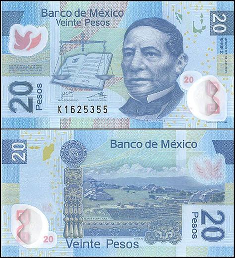Mexico 20 Pesos Banknote 2013 P 122 Unc Series X Polymer Etsy