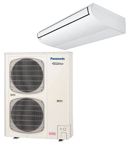 An interior evaporator (with fan and cooling coil) and an outside condenser. Panasonic HVAC 42K BTU Ceiling Mounted Ductless Mini Split ...