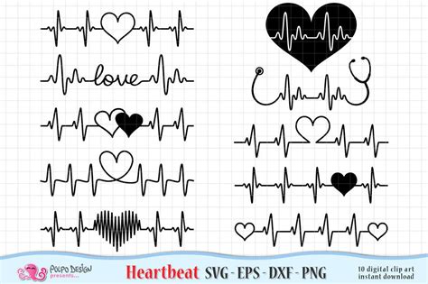 Heartbeat Valentine S SVG Digital Clipart In Svg Eps Dxf Etsy