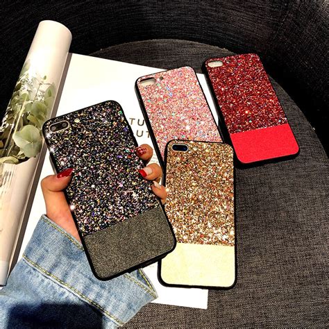 Luxury Leather Bling Case For Iphone 8 Plus X 10 Glitter For Iphone 7