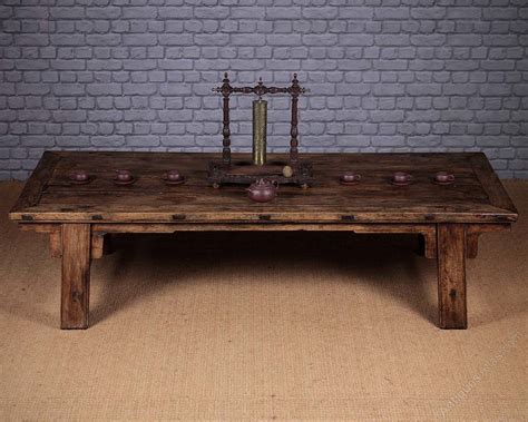 Antique chinese opium bed coffee table 82 x 35 x 15 hand carved wood. Large Antique Chinese Elm Coffee Table. - Antiques Atlas