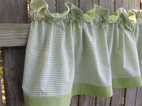 Green Apple Gingham Country Window Kitchen Curtain By Homestyled