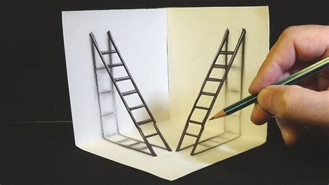 You also discover how the sketchup inference engine helps you place those lines and faces. How to draw 3d ladders - Drawing 3D Ladders - Trick Art ...