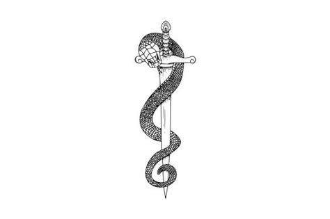 Snake Around Sword Tattoo Svg Schnittdatei Von Creative Fabrica Crafts