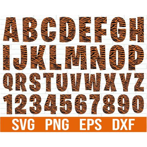 Tiger Print Letters And Numbers Svg Bundle Tiger Font Svg Inspire