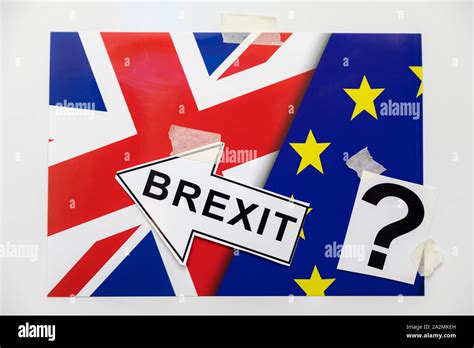 Brexit One Big Question Mark British And European Union Flag Pair