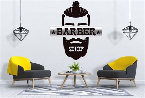 Barber Wall Decal Gentlemens Barber Shop Wall Decor Man Salon Etsy In