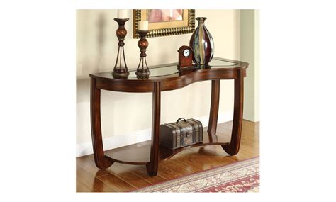 Daven Curved Glass Top Dark Cherry Entryway Table Groupon