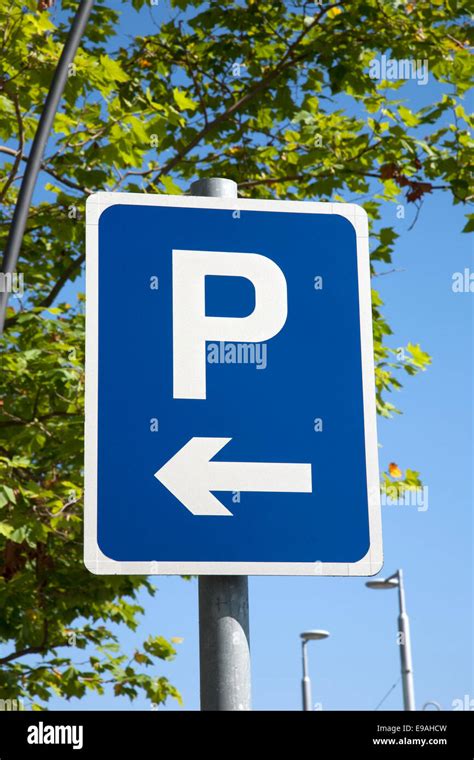 Blue Parking Sign In Urban Setting Stock Photo Alamy