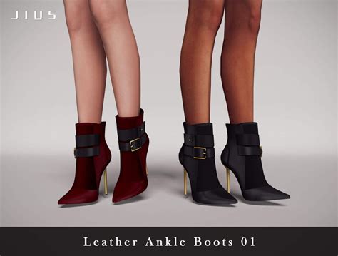 Sims 4 Leather Ankle Boots 01 Boots Leather Ankle Boots Sims 4 Cc Shoes
